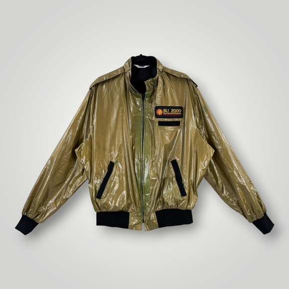 Vintage MVP Jacket Mens XL Gold Shell SU 2000 Gasoline Bomber Lined USA Retro